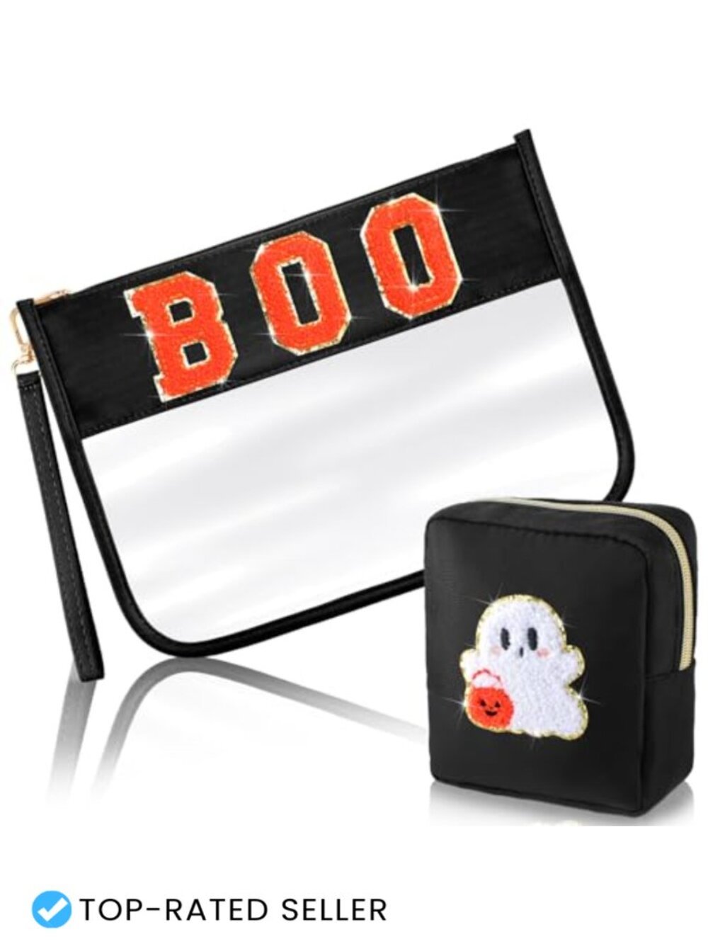 Hillban 2 Pcs Halloween Clear Makeup Bag Waterproof PVC Pouch
